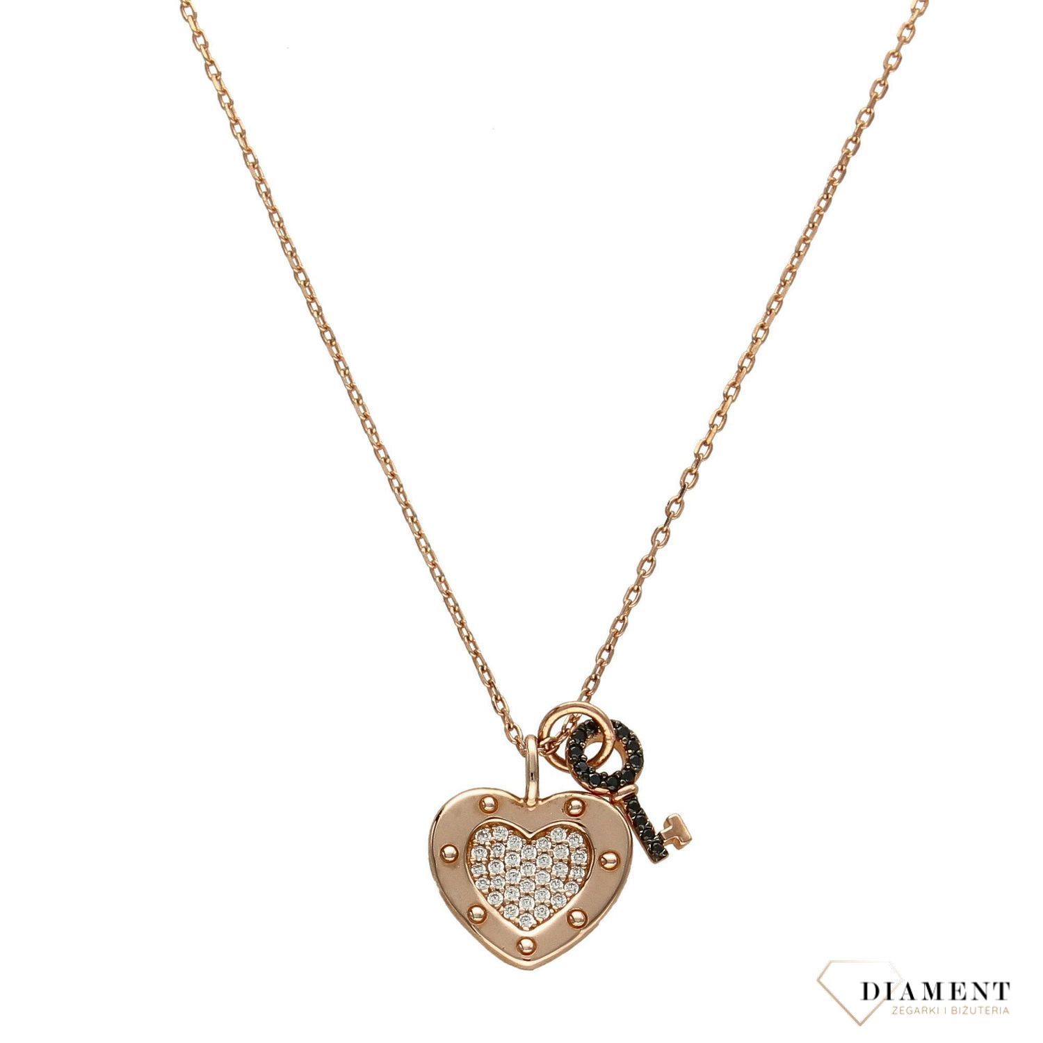 Celebrytka srebrna naszyjnik 'Serce z kłódką' Dall'Acqua ✓ Celebrytka w kształcie gwiazdki ozdobione czarnymi cyrkoniami, dodatkowym elementem są dwie czarne cyrkonie 11.jpg